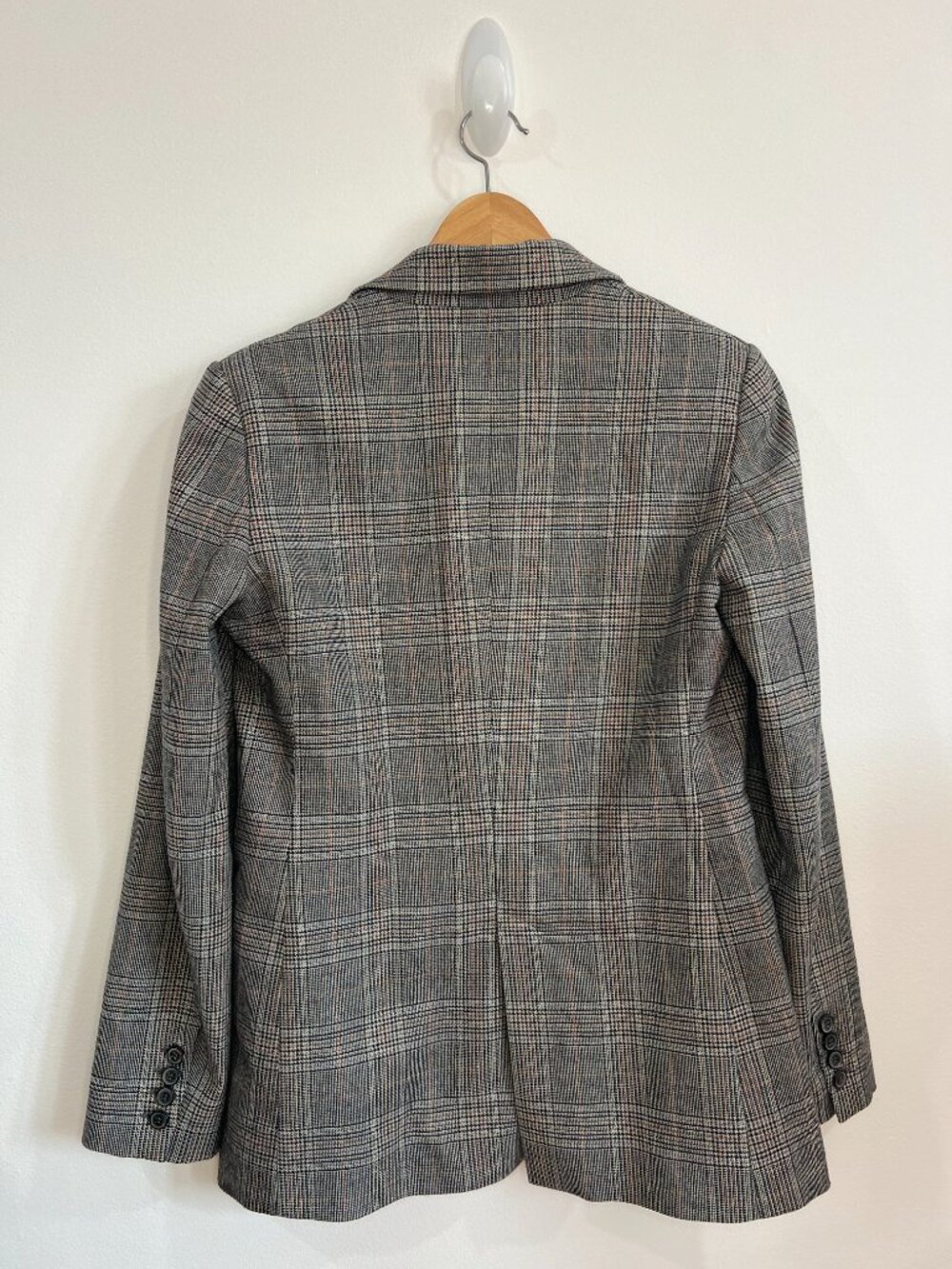 Zara Glen Check Plaid Blazer Women's Sz S Single Button Wool Blend Office - Picture 3 of 12
